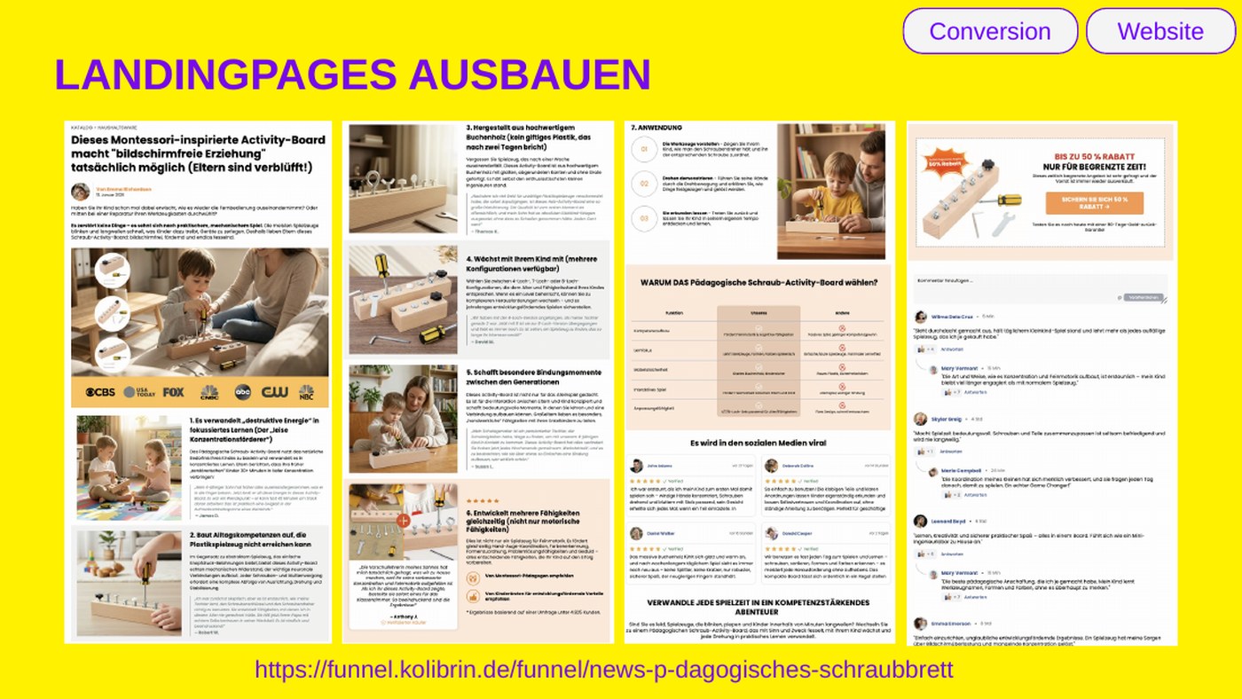 Montessori-Spielzeug-Landingpage als Beispiel.