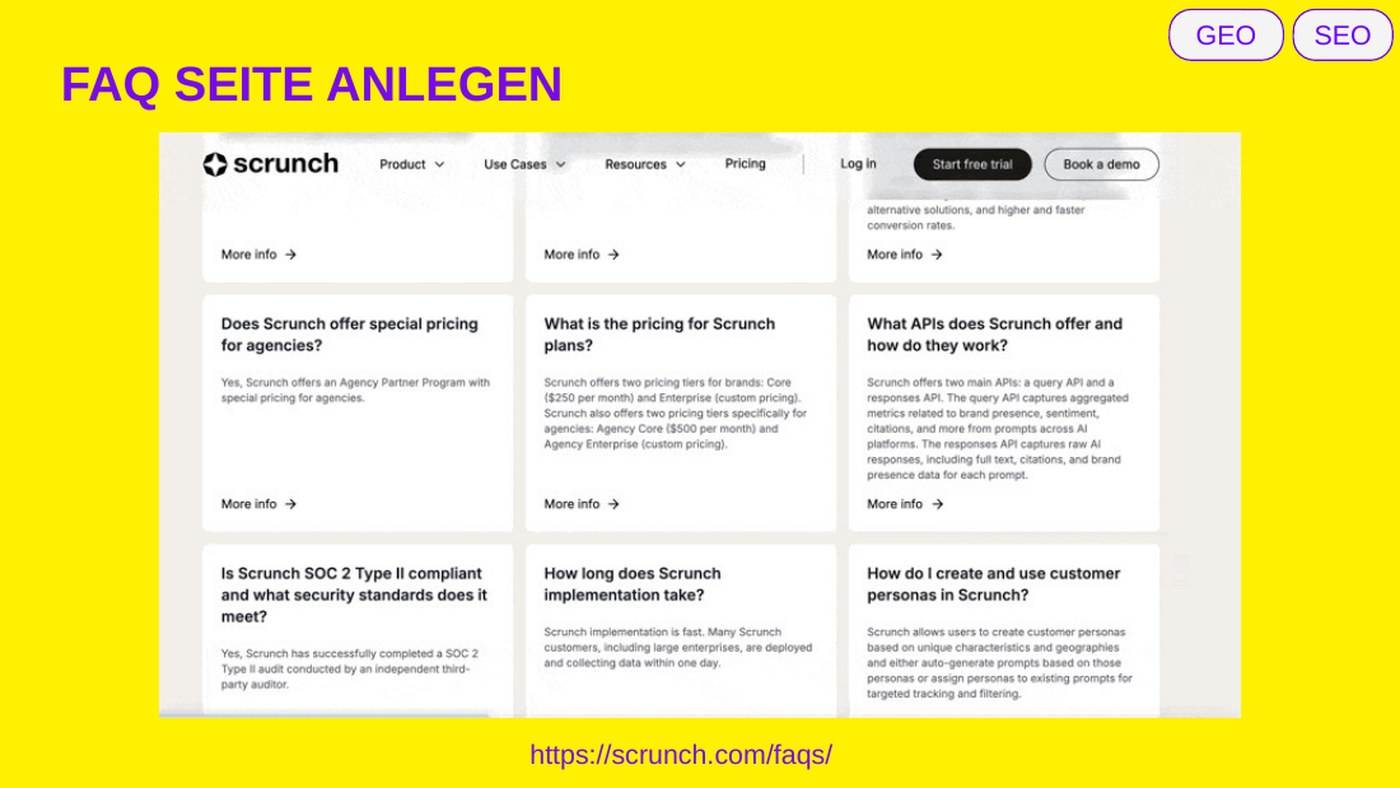 Beispiel einer FAQ-Seite (scrunch.com).