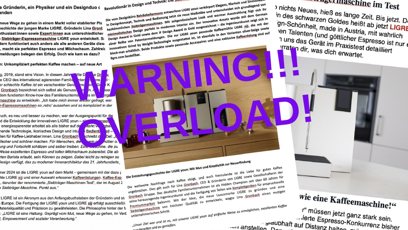Slide aus dem Webinar: Warning Overload, fünfzig Briefing-Dokumente auf einmal in die KI gekippt