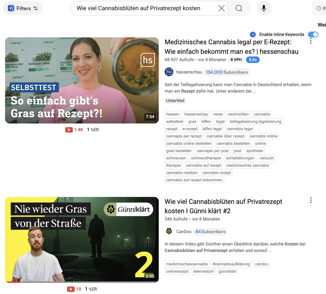 Google-Suchergebnis zu einer medizinischen Frage: YouTube-Videos stehen oben in den Ergebnissen